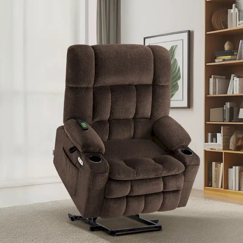 Fauteuil inclinable releveur électrique à deux moteurs avec massage et chauffage – Extra Large
