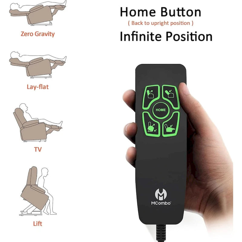 Fauteuil inclinable releveur électrique à deux moteurs avec massage et chauffage – Extra Large