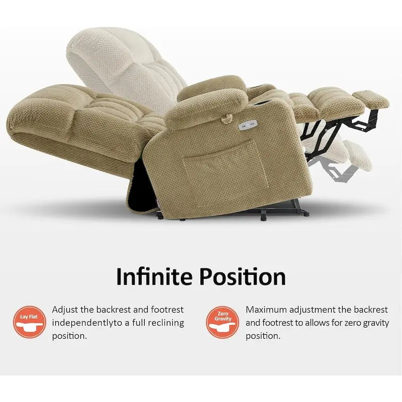Fauteuil inclinable releveur électrique à deux moteurs avec massage et chauffage – Extra Large