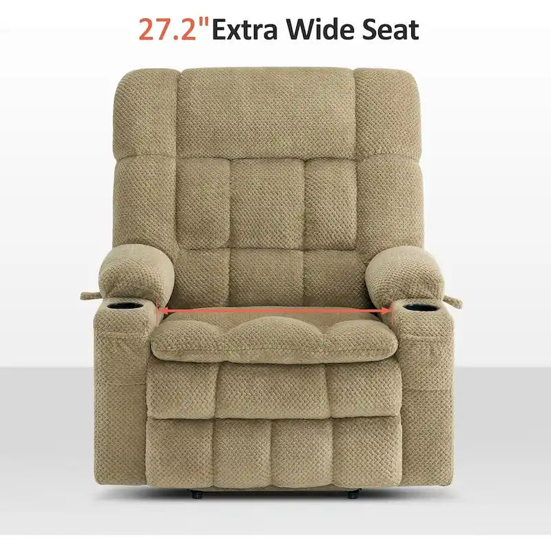 Fauteuil inclinable releveur électrique à deux moteurs avec massage et chauffage – Extra Large