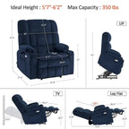Fauteuil inclinable releveur électrique à deux moteurs avec massage et chauffage – Extra Large