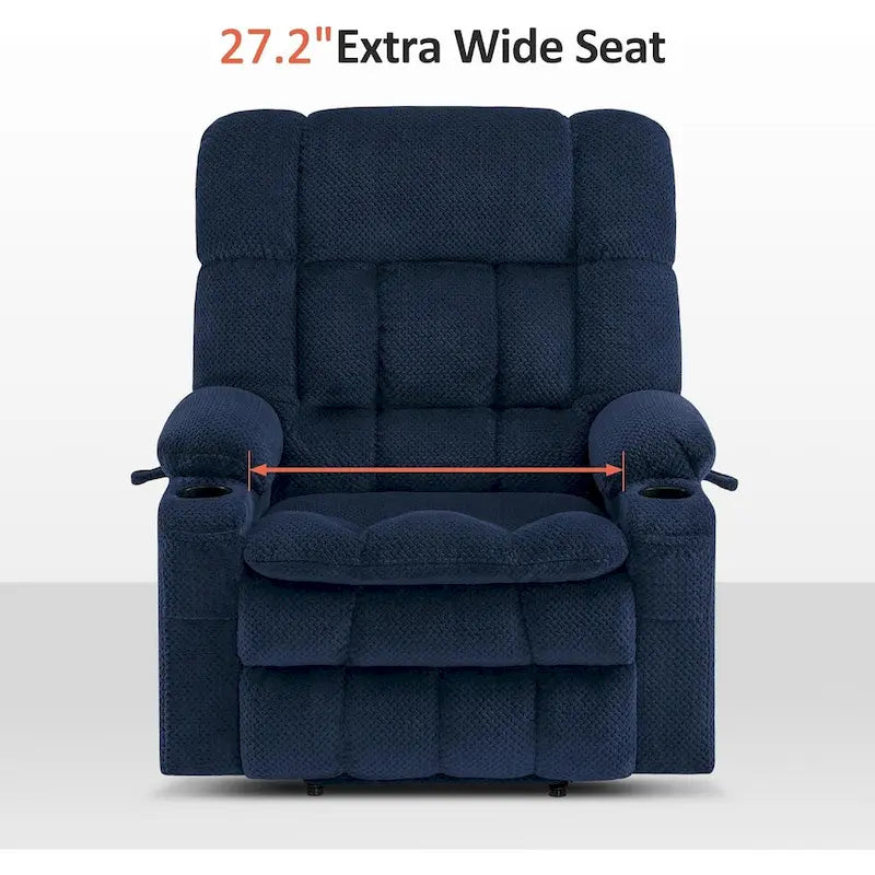 Fauteuil inclinable releveur électrique à deux moteurs avec massage et chauffage – Extra Large