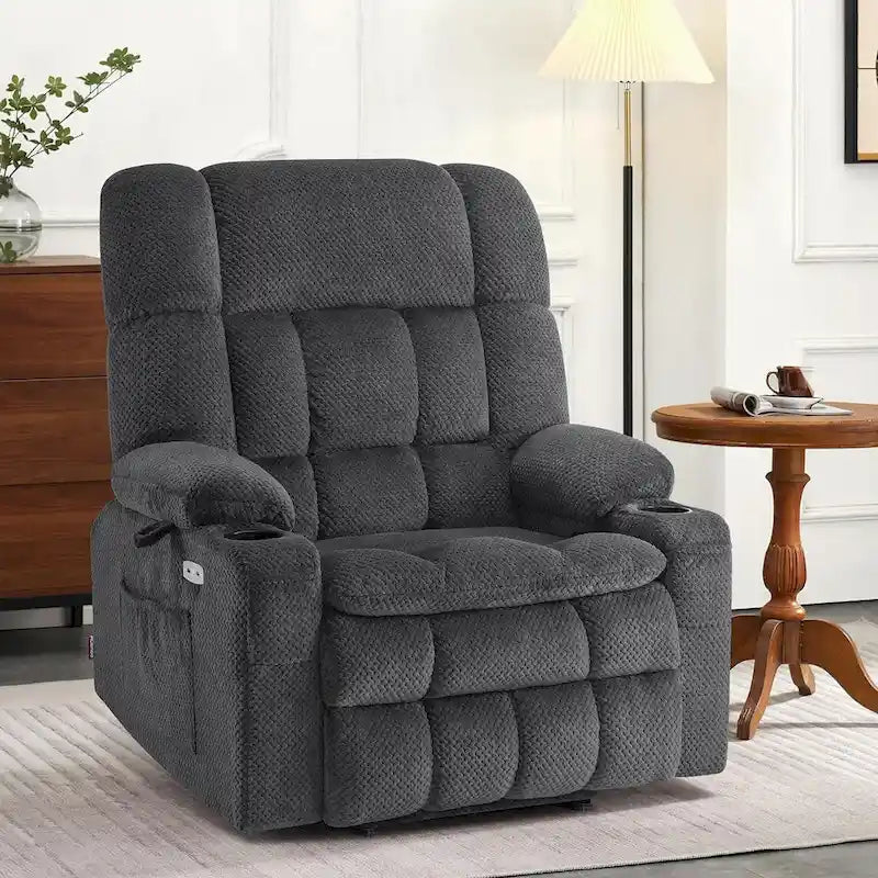 Fauteuil inclinable releveur électrique à deux moteurs avec massage et chauffage – Extra Large