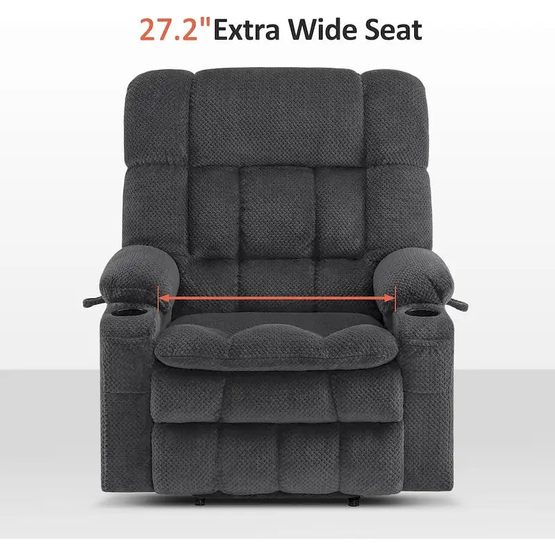Fauteuil inclinable releveur électrique à deux moteurs avec massage et chauffage – Extra Large