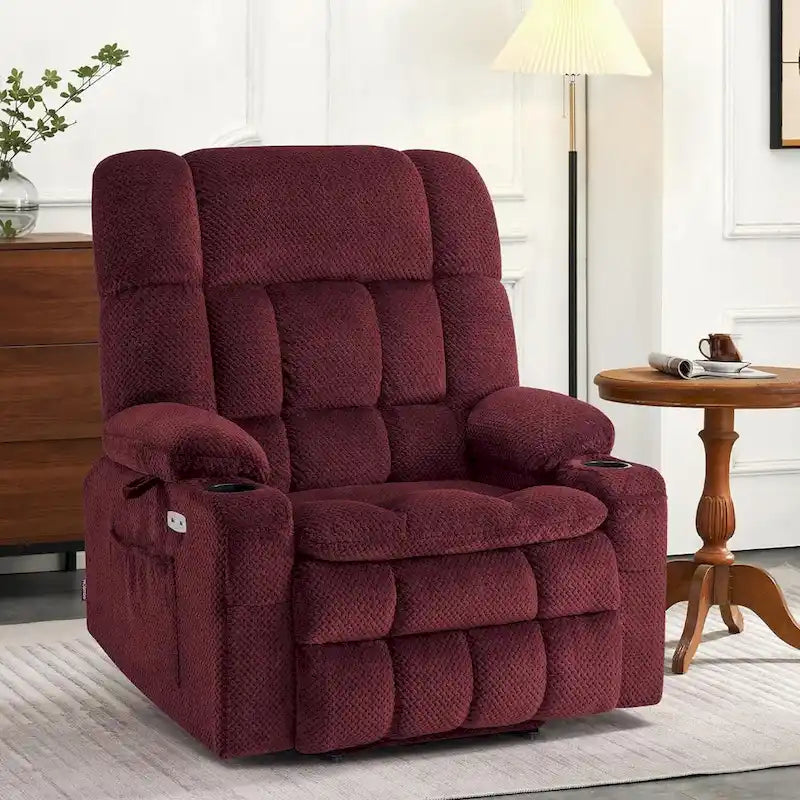 Fauteuil inclinable releveur électrique à deux moteurs avec massage et chauffage – Extra Large