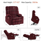Fauteuil inclinable releveur électrique à deux moteurs avec massage et chauffage – Extra Large