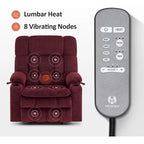 Fauteuil inclinable releveur électrique à deux moteurs avec massage et chauffage – Extra Large