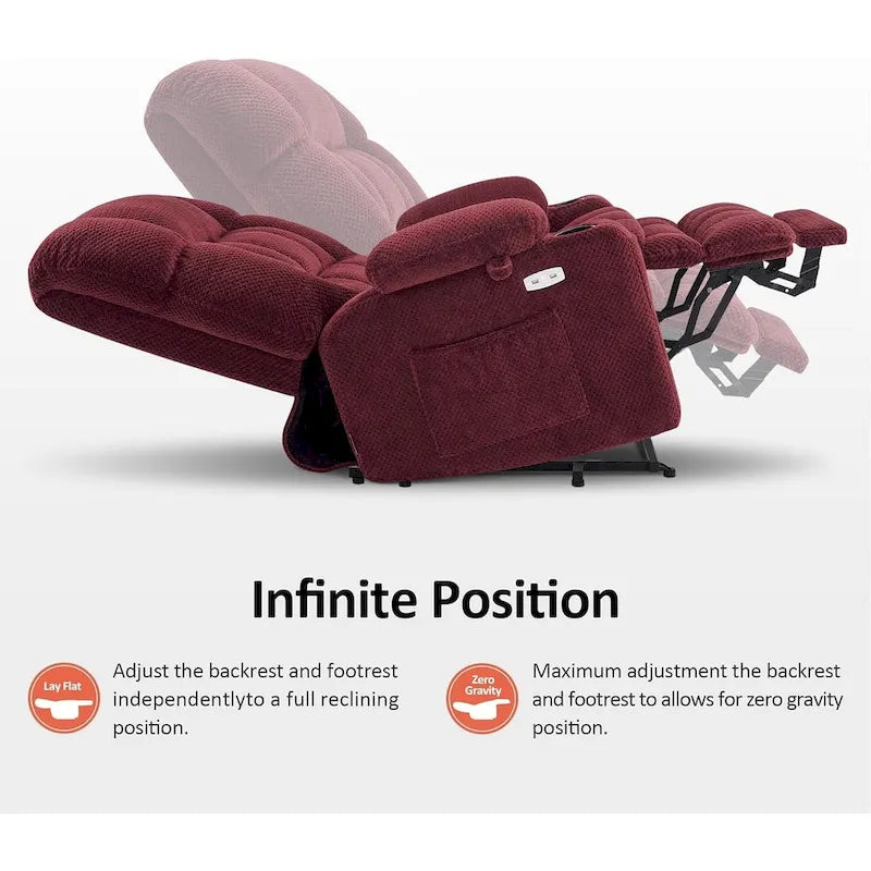 Fauteuil inclinable releveur électrique à deux moteurs avec massage et chauffage – Extra Large
