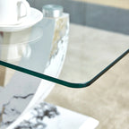 43.3 Table basse rectangulaire moderne avec colonnes décoratives en acier inoxydable et base épaisse