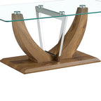 43.3 Table basse rectangulaire moderne avec colonnes décoratives en acier inoxydable et base épaisse