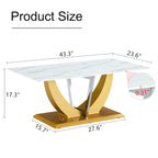 43.3 Table basse rectangulaire moderne avec colonnes décoratives en acier inoxydable et base épaisse