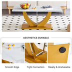 43.3 Table basse rectangulaire moderne avec colonnes décoratives en acier inoxydable et base épaisse