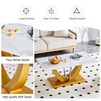 43.3 Table basse rectangulaire moderne avec colonnes décoratives en acier inoxydable et base épaisse