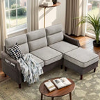 Canapé d'angle Futzca 78 L avec pouf et sac de rangement latéral