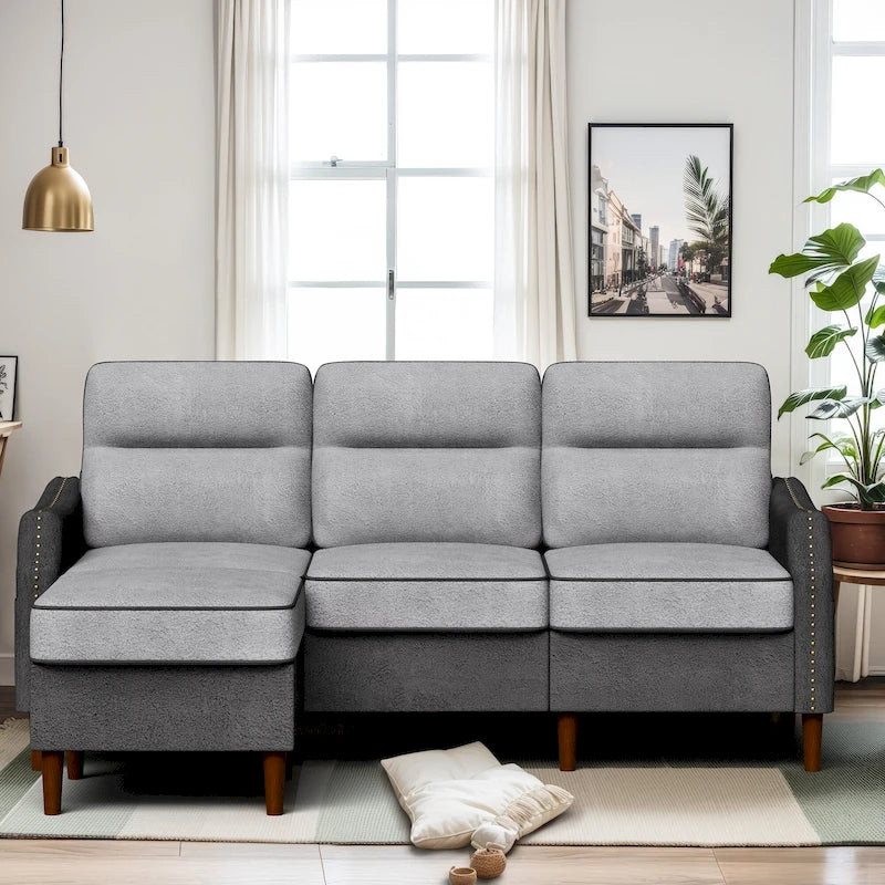 Canapé d'angle Futzca 78 L avec pouf et sac de rangement latéral