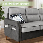Canapé d'angle Futzca 78 L avec pouf et sac de rangement latéral