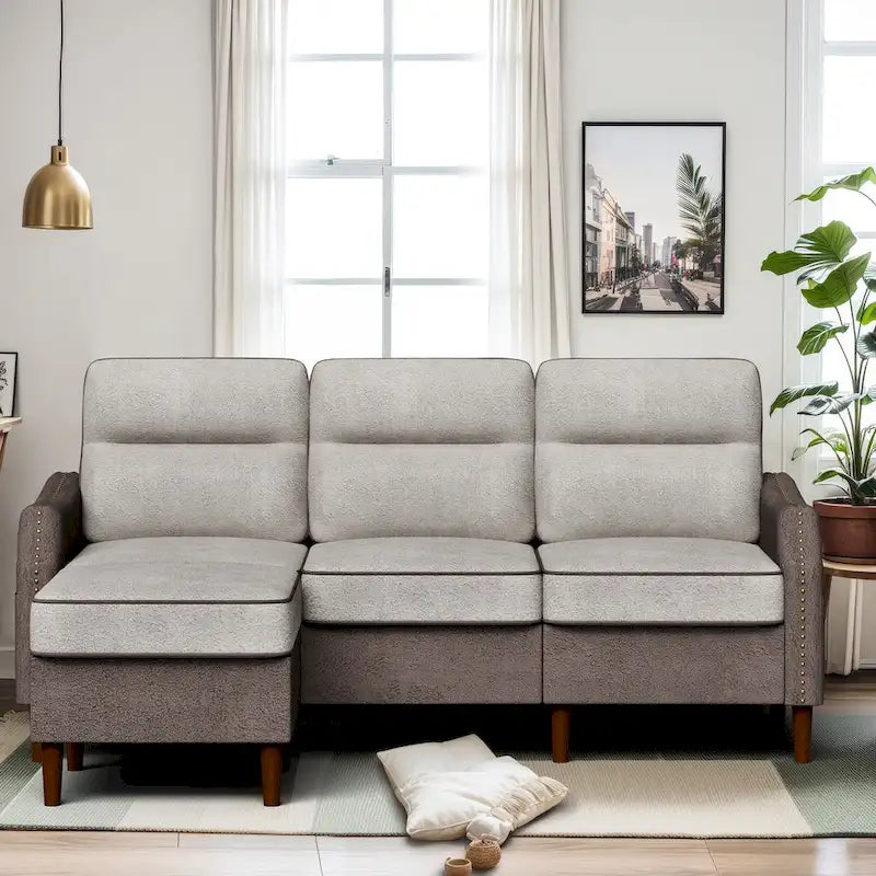 Canapé d'angle Futzca 78 L avec pouf et sac de rangement latéral