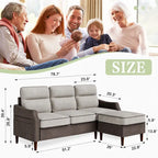 Canapé d'angle Futzca 78 L avec pouf et sac de rangement latéral