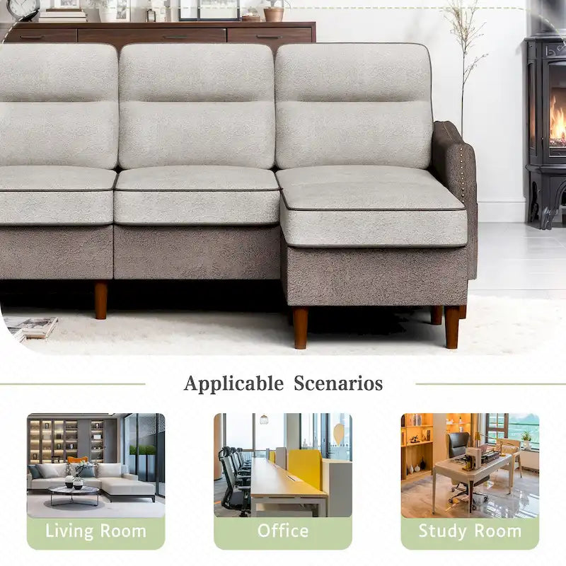 Canapé d'angle Futzca 78 L avec pouf et sac de rangement latéral