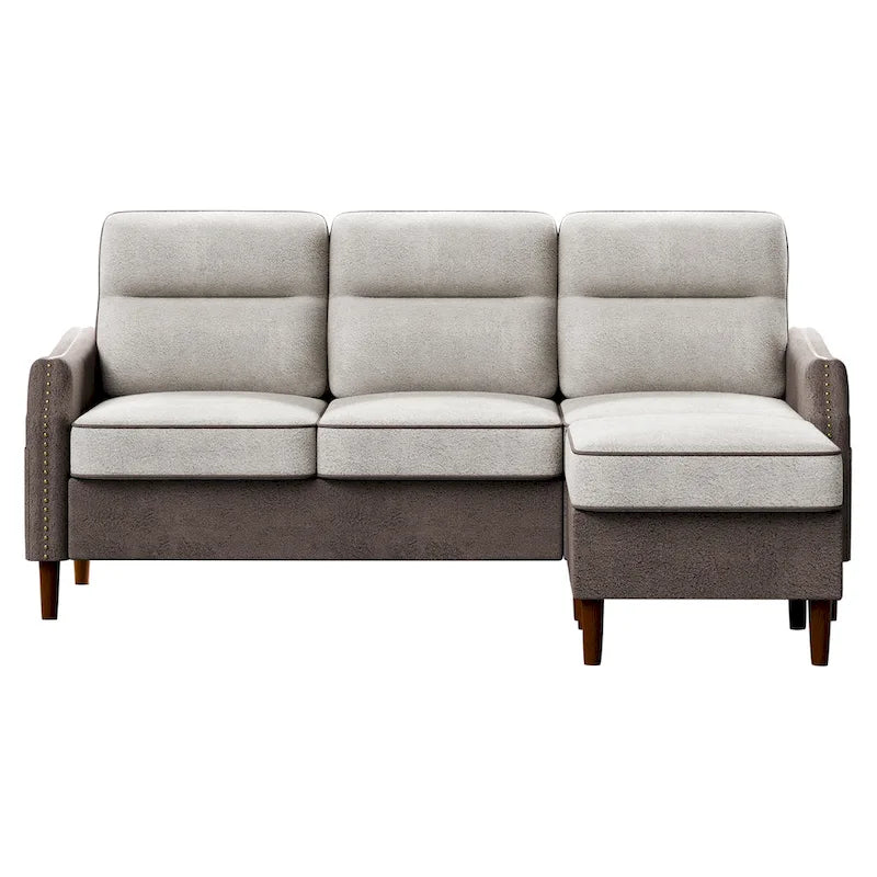Canapé d'angle Futzca 78 L avec pouf et sac de rangement latéral