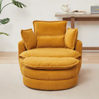 Fauteuil baril pivotant surdimensionné avec pouf de rangement en forme de lune