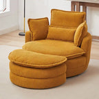 Fauteuil baril pivotant surdimensionné avec pouf de rangement en forme de lune