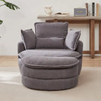 Fauteuil baril pivotant surdimensionné avec pouf de rangement en forme de lune