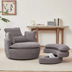 Fauteuil baril pivotant surdimensionné avec pouf de rangement en forme de lune