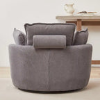 Fauteuil baril pivotant surdimensionné avec pouf de rangement en forme de lune