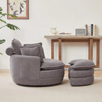 Fauteuil baril pivotant surdimensionné avec pouf de rangement en forme de lune