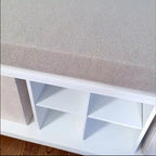 Banc d'entrée en bois massif avec casiers à chaussures, bacs de rangement et coussin – Blanc