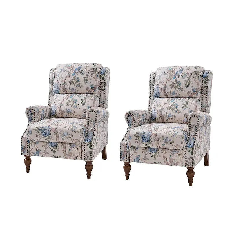 Fauteuil inclinable manuel Terri Classic Cutaway Arms Nailhead – Ensemble de 2 pour salon