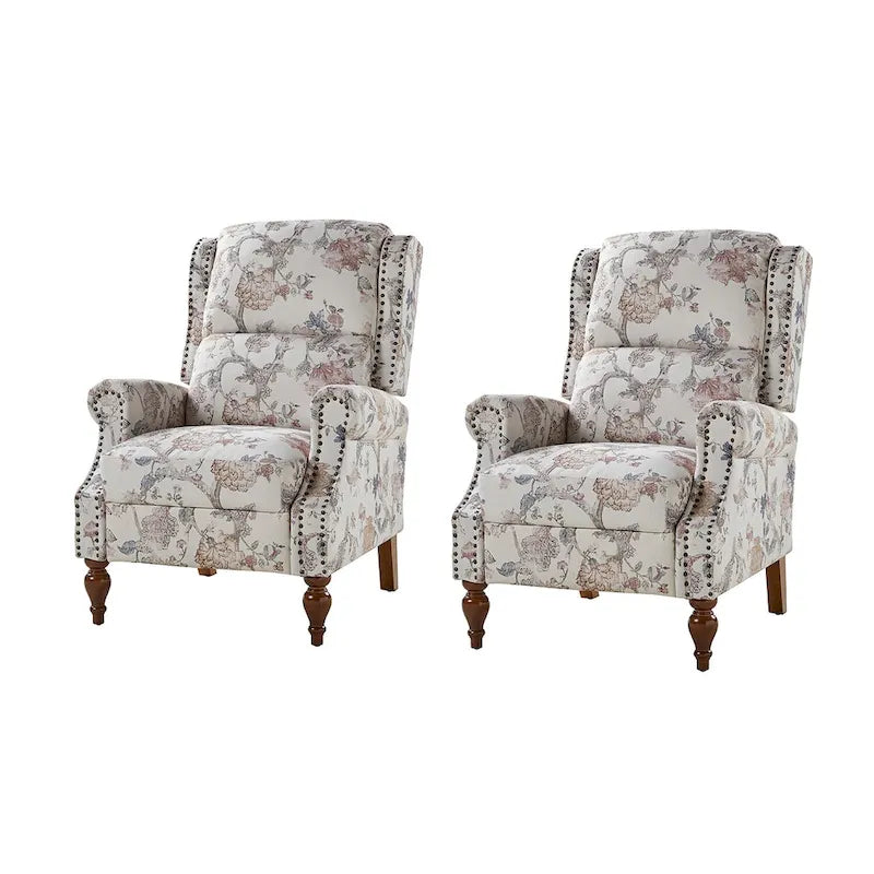 Fauteuil inclinable manuel Terri Classic Cutaway Arms Nailhead – Ensemble de 2 pour salon