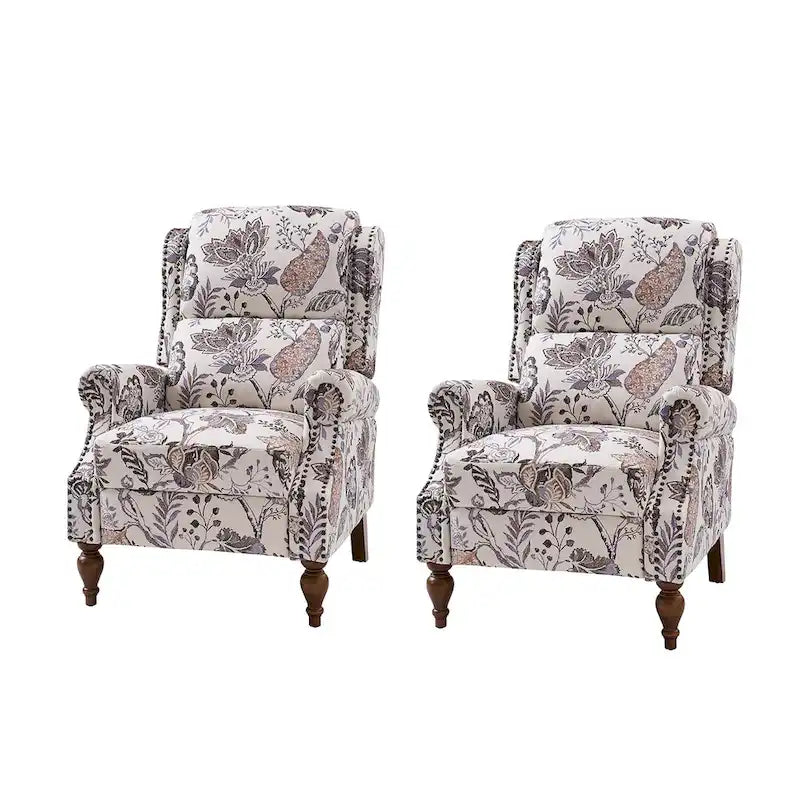 Fauteuil inclinable manuel Terri Classic Cutaway Arms Nailhead – Ensemble de 2 pour salon