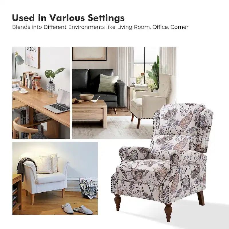 Fauteuil inclinable manuel Terri Classic Cutaway Arms Nailhead – Ensemble de 2 pour salon