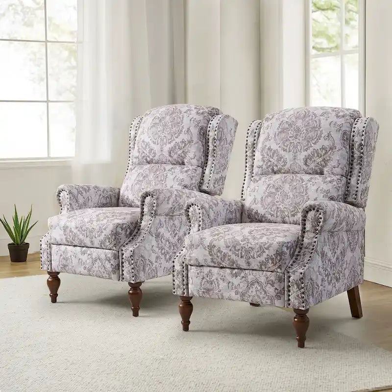 Fauteuil inclinable manuel Terri Classic Cutaway Arms Nailhead – Ensemble de 2 pour salon