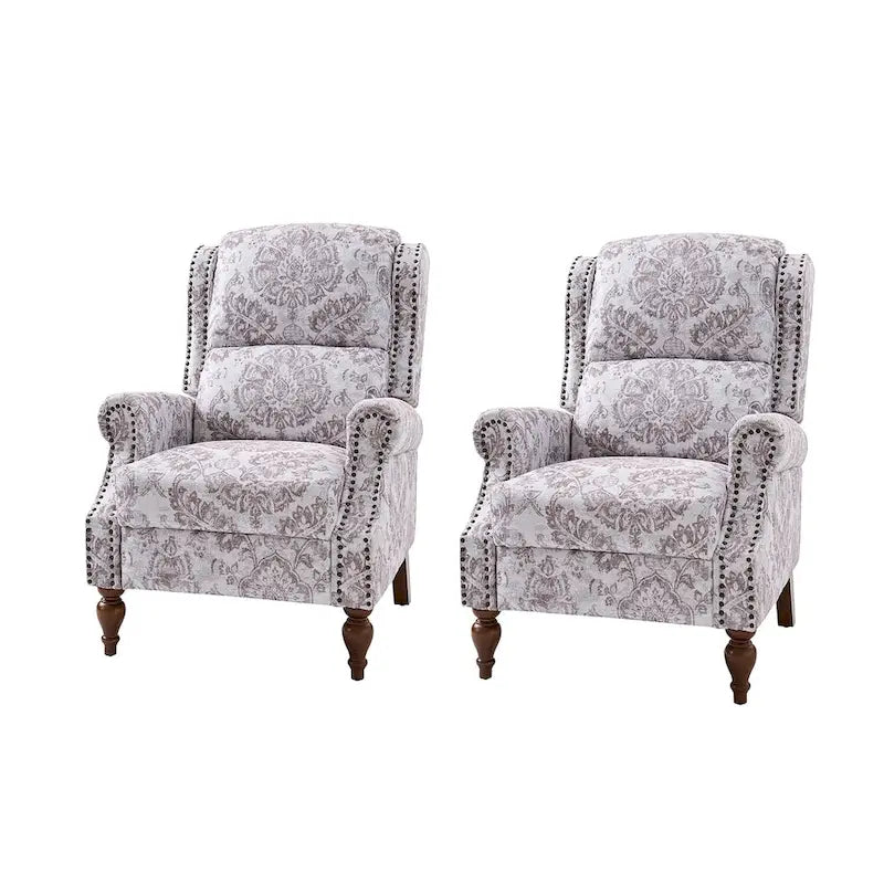 Fauteuil inclinable manuel Terri Classic Cutaway Arms Nailhead – Ensemble de 2 pour salon