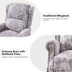 Fauteuil inclinable manuel Terri Classic Cutaway Arms Nailhead – Ensemble de 2 pour salon