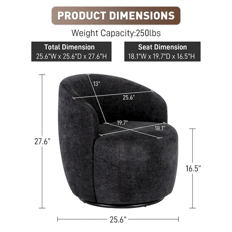 Fauteuils canapés pivotants à 360 degrés en velours rond Ouyessir Accent