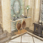 Table console moderne en marbre de 48 po avec base dorée pour entrée ou salon - 48x12x31