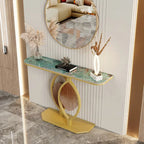 Table console moderne en marbre de 48 po avec base dorée pour entrée ou salon - 48x12x31