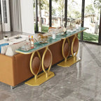 Table console moderne en marbre de 48 po avec base dorée pour entrée ou salon - 48x12x31