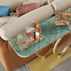 Table console moderne en marbre de 48 po avec base dorée pour entrée ou salon - 48x12x31