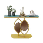 Table console moderne en marbre de 48 po avec base dorée pour entrée ou salon - 48x12x31