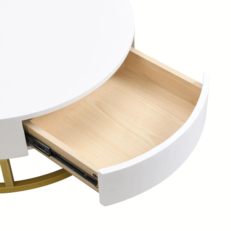 Tables basses gigognes rondes modernes à plateau relevable avec 2 tiroirs