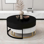 Tables basses gigognes rondes modernes à plateau relevable avec 2 tiroirs