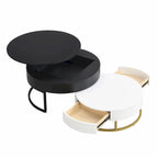 Tables basses gigognes rondes modernes à plateau relevable avec 2 tiroirs