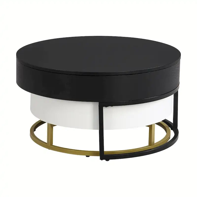 Tables basses gigognes rondes modernes à plateau relevable avec 2 tiroirs