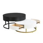 Tables basses gigognes rondes modernes à plateau relevable avec 2 tiroirs
