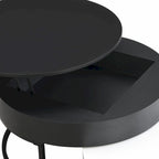 Tables basses gigognes rondes modernes à plateau relevable avec 2 tiroirs